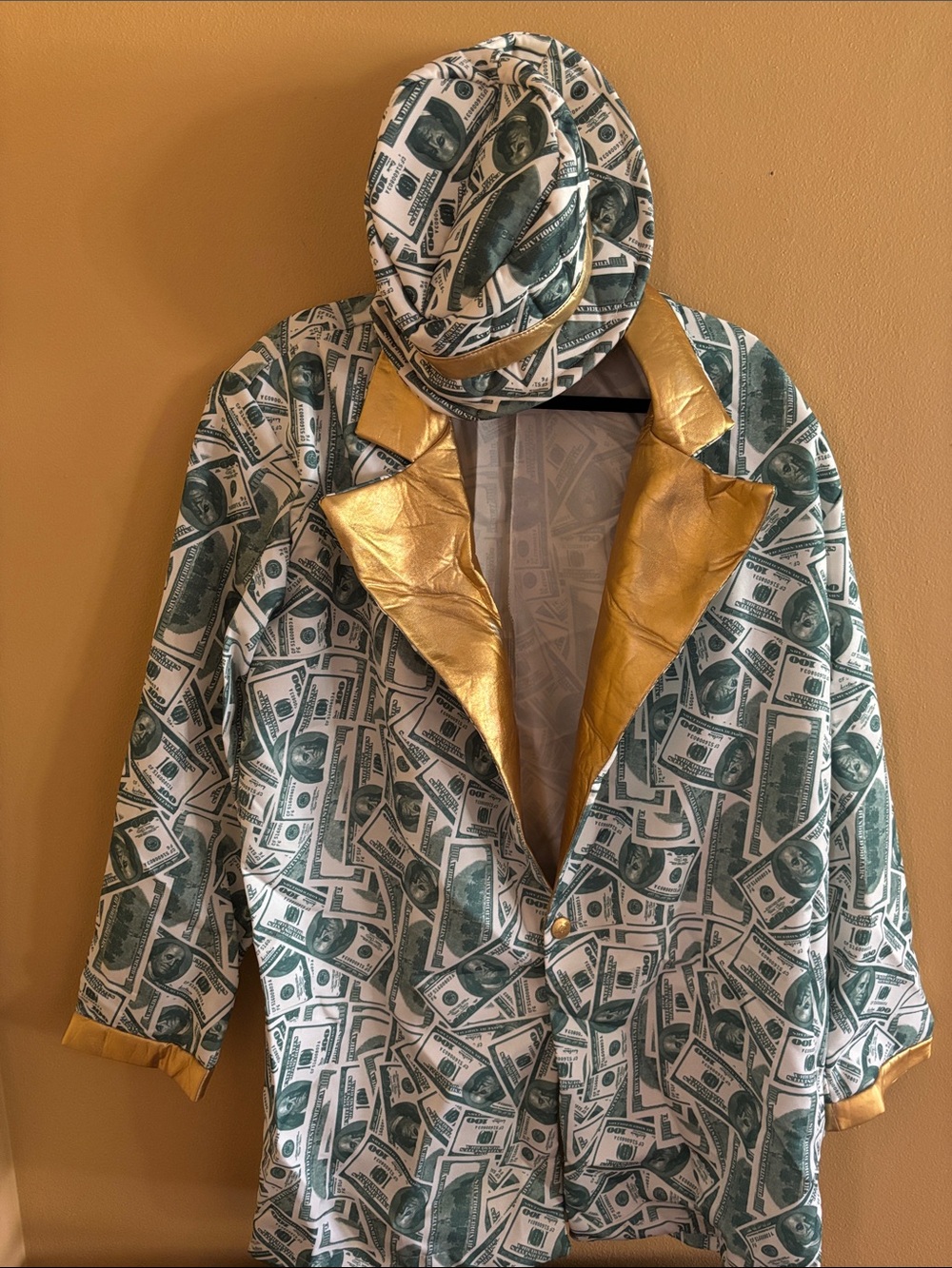 Gold-Trim Money Print Hooded Jacket - Men